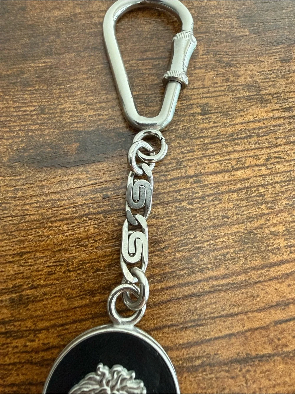 Versace Silver Tone Medusa Keyring